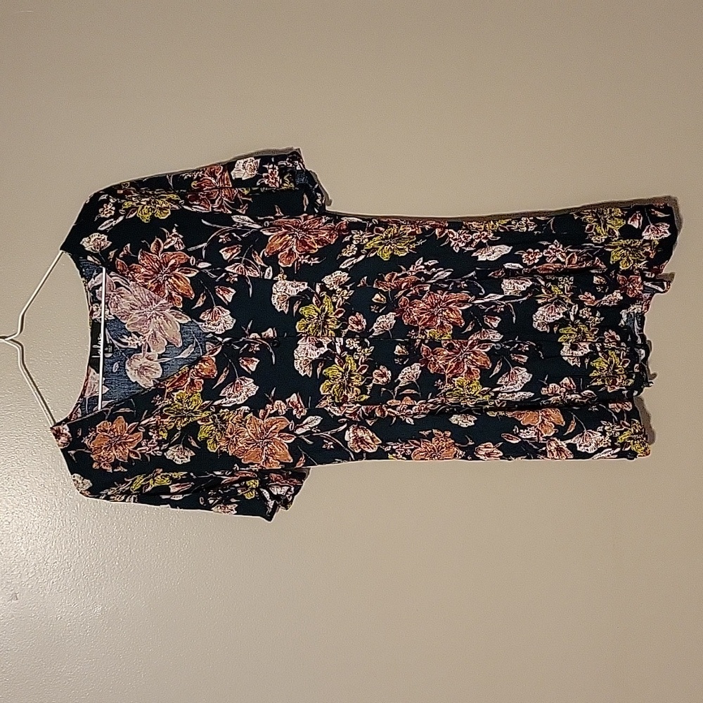 Lulus Floral Mini Shirt Dress‎ Button Front Blue Pink Womens Size Small